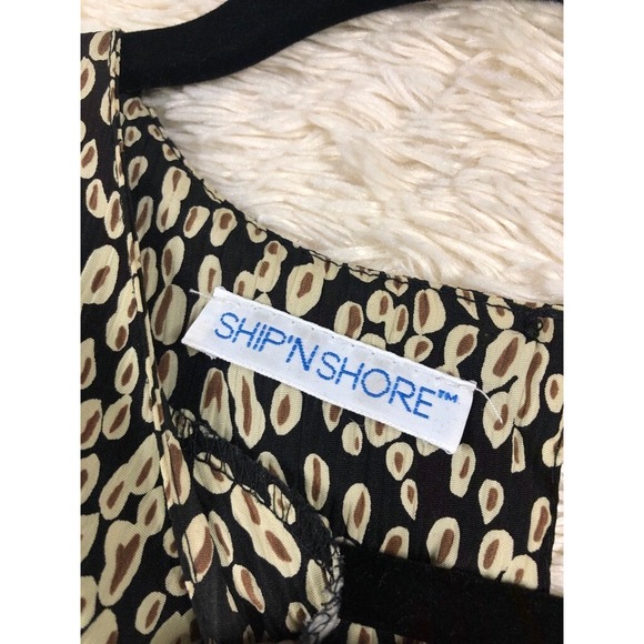 Ship'n Shore Womens Basic Blouse Black‎ Abstract Print Short Sleeve Crew Neck M - Picture 10 of 11